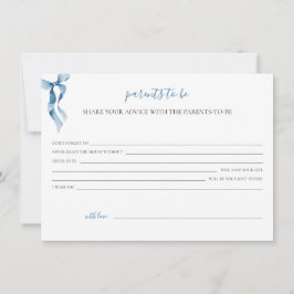 Pastel Blue Bow Baby shower Advies voor de ouders Feestdagenkaart