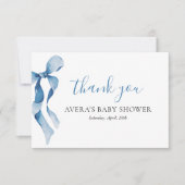 Pastel Blue Bow Baby shower Bedankt Card (Voorkant)
