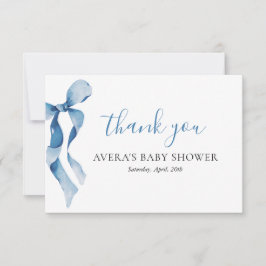 Pastel Blue Bow Baby shower Bedankt Card
