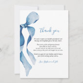 Pastel Blue Bow Baby shower Bedankt Card Feestdagenkaart (Voorkant)