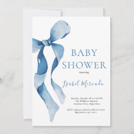 Pastel Blue Bow Baby shower Kaart