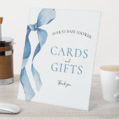 Pastel Blue Bow Baby shower Kaarten en geschenken Reclamebord Met Voetstuk (Insitu)