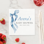 Pastel Blue Bow Baby shower Party Servet (Insitu)