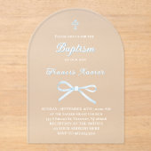 pastel blue bow Baptism Acryl Uitnodigingen (Voorkant)
