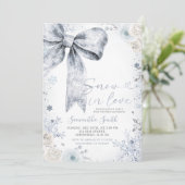 Pastel Blue Bow Conquette Winter Baby shower Kaart (Staand voorkant)