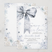 Pastel Blue Bow Conquette Winter Baby shower Kaart (Voorkant / Achterkant)