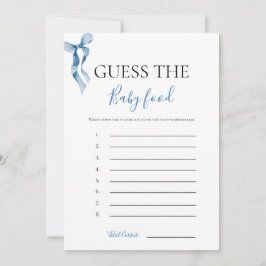 Pastel Blue Bow Guess De Baby Voedsel Spel Kaart