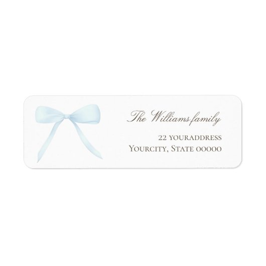 Pastel Blue Bow Label (Voorkant)