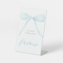 pastel blue bow reclamebord met voetstuk
