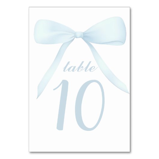 pastel blue bow Table Numbers Kaart (Voorkant)