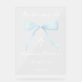 pastel blue bow welcome to the Baptism Acryl Bord (Voorkant)
