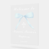 pastel blue bow welcome to the Baptism Acryl Bord (Hoek)