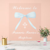 pastel blue bow welcome to the Baptism Acryl Bord (Huwelijk)