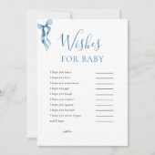 Pastel Blue Bow Wensen voor Baby shower Game Kaart (Voorkant)