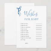 Pastel Blue Bow Wensen voor Baby shower Game Kaart (Voorkant / Achterkant)