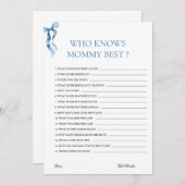 Pastel Blue Bow Wie kent mama het beste Baby showe Kaart (Voorkant / Achterkant)