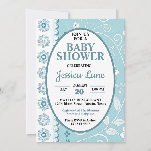 Pastel Blue Boy Baby shower Kaart (Voorkant)