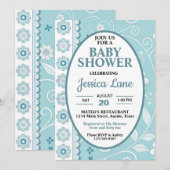 Pastel Blue Boy Baby shower Kaart (Voorkant / Achterkant)