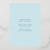 Pastel Blue Boy First Birthday Confetti Gold Folie Uitnodiging (Achterkant)