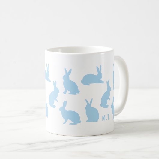 Pastel Blue Bunnies With Custom Monogram Easter Koffiemok (Voorkant rechts)