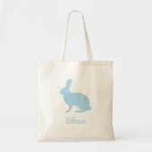 Pastel Blue Bunny Silhouette With Name Easter Tote Bag (Voorkant)