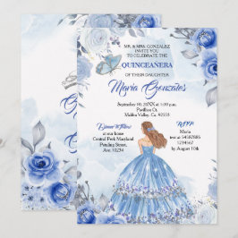 Pastel Blue Butterfly Quinceanera Mexican Birthday Kaart