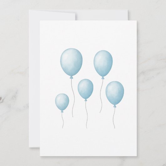 Pastel Blue Car & Balloons Boys Verjaardagsfeest - Kaart (Achterkant)