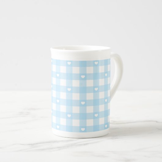 Pastel Blue Checks Porselein Kop (Voorkant rechts)