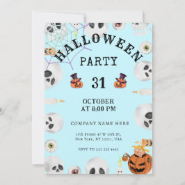 Pastel Blue Classic Halloween Kantoor Party Kaart