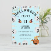 Pastel Blue Classic Halloween Kantoor Party Kaart (Staand voorkant)