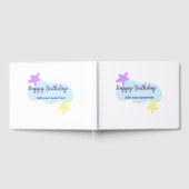 Pastel blue clouds stars purple happy birthday nam gastenboek (Volledig)