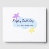 Pastel blue clouds stars purple happy birthday nam gastenboek (Achterkant)