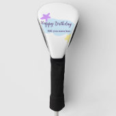 Pastel blue clouds stars purple happy birthday nam golfheadcover (Voorkant)