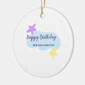 Pastel blue clouds stars purple happy birthday nam keramisch ornament (Links)