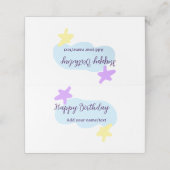 Pastel blue clouds stars purple happy birthday nam plaatskaartje (Buitenkant ongevouwen)