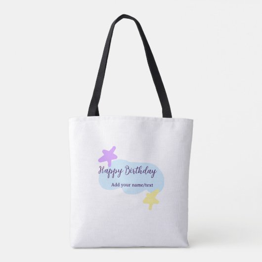 Pastel blue clouds stars purple happy birthday nam tote bag (Achterkant)