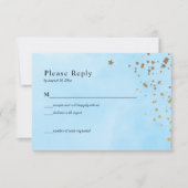 Pastel Blue Clouds Waterverf Wedding RSVP Kaart (Voorkant)