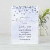 Pastel Blue Confetti Baby shower Invitation Kaart (Staand voorkant)