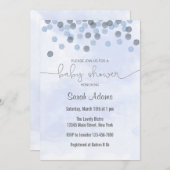 Pastel Blue Confetti Baby shower Invitation Kaart (Voorkant / Achterkant)