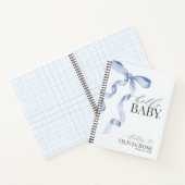 Pastel Blue Coquette Bow Girl Baby shower Letters Notitieboek (Binnen)