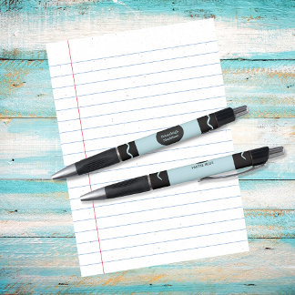 Pastel Blue Crayon Wrap Monogram Name Pen