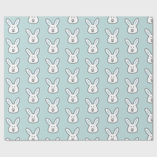 Pastel Blue Cute Easter Bunny Pattern Cadeaupapier (Vlak)
