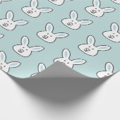 Pastel Blue Cute Easter Bunny Pattern Cadeaupapier (Hoek)