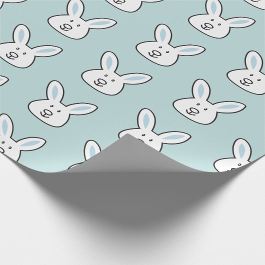 Pastel Blue Cute Easter Bunny Pattern Cadeaupapier (Hoek)