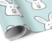 Pastel Blue Cute Easter Bunny Pattern Cadeaupapier (Rol Hoek)