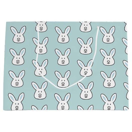 Pastel Blue Cute Easter Bunny Pattern Groot Cadeauzakje (Voorkant)