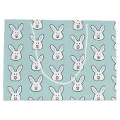 Pastel Blue Cute Easter Bunny Pattern Groot Cadeauzakje (Achterkant)