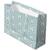 Pastel Blue Cute Easter Bunny Pattern Groot Cadeauzakje (Voorkant Gekanteld)