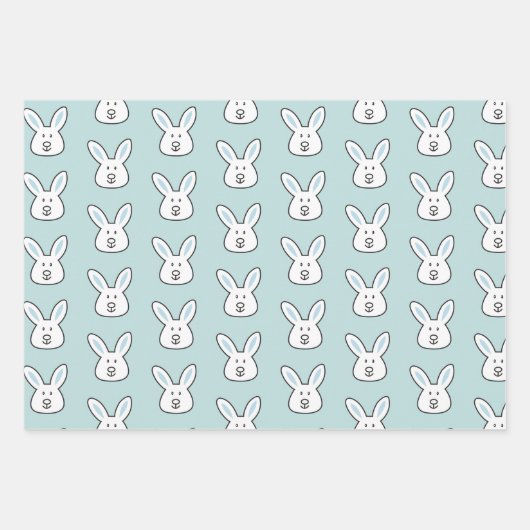 Pastel Blue Cute Easter Bunny Pattern Inpakpapier Vel (Voorkant 2)