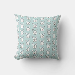 Pastel Blue Cute Easter Bunny Pattern Kussen